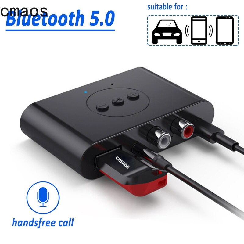Bluetooth 5.0 Audio-ontvanger U Disk Rca 3.5Mm 3.5 Aux Jack Stereo Muziek Draadloze Adapter Met Microfoon Voor Auto kit Speaker Versterker