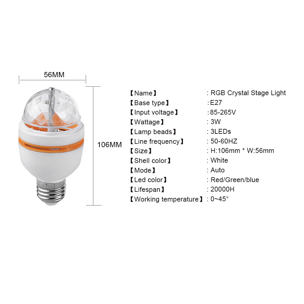 E27 3W AC90-260V Bunte Auto rotierend RGB LED-lampe Bühne Licht Disko DJ Party Lampe Lampe für Bar KTV Beleuchtung