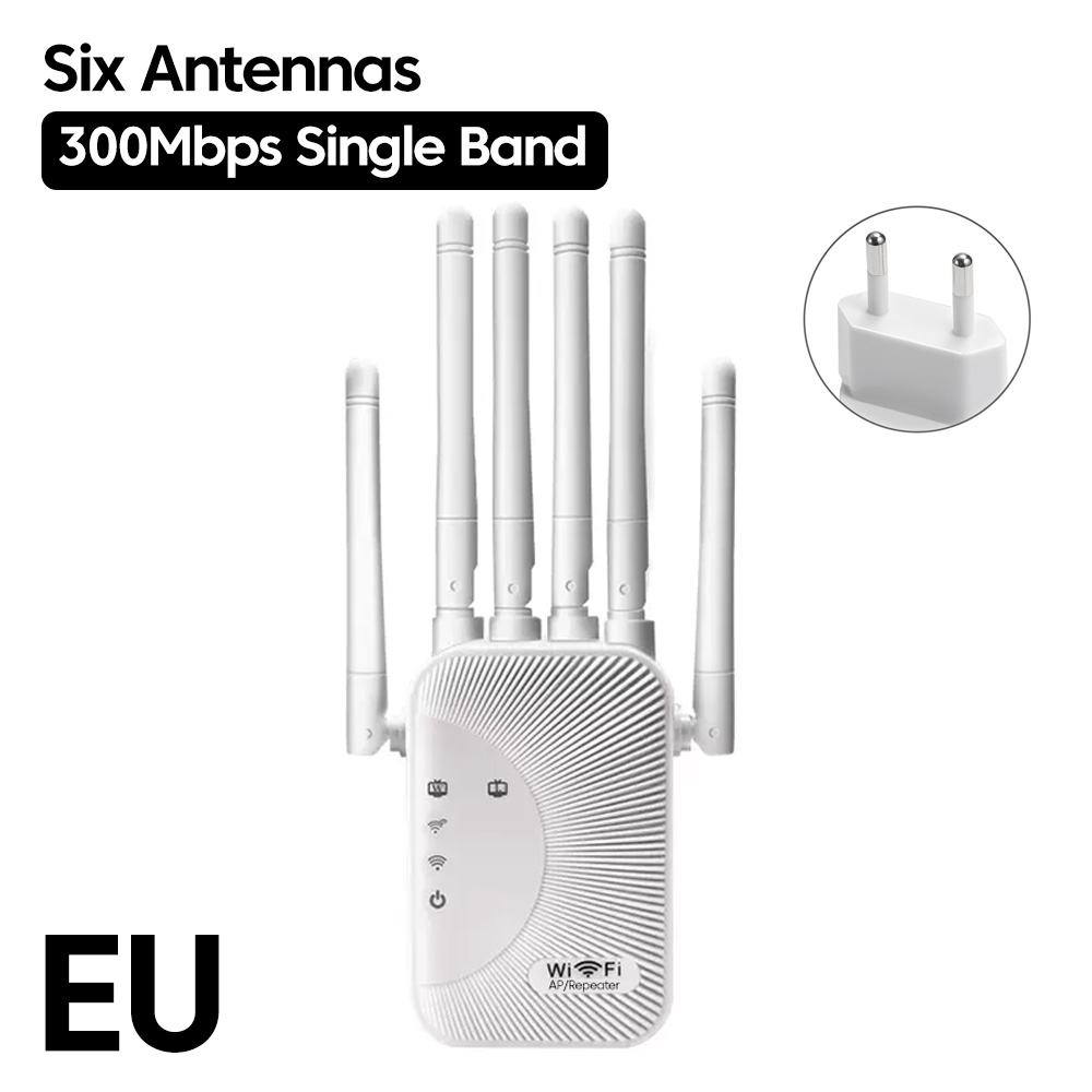 300 Mbps Wireless WiFi Repeater 2,4G Signal Router 6 Antenne Netzwerk Verstärker Repeater WiFi Signal Abdeckung Extender Reichweite WIFI Boo: EU-Stecker