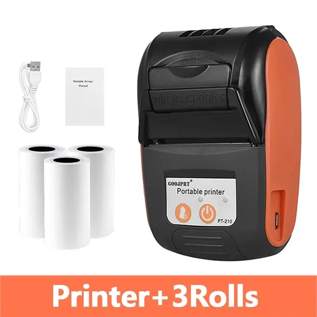 PT210 Portable 2 Inch Mini Thermal Receipt Printer Wireless Bluetooth Pocket 58mm Bill Printer For Mobile Android IOS Windows: GRAY