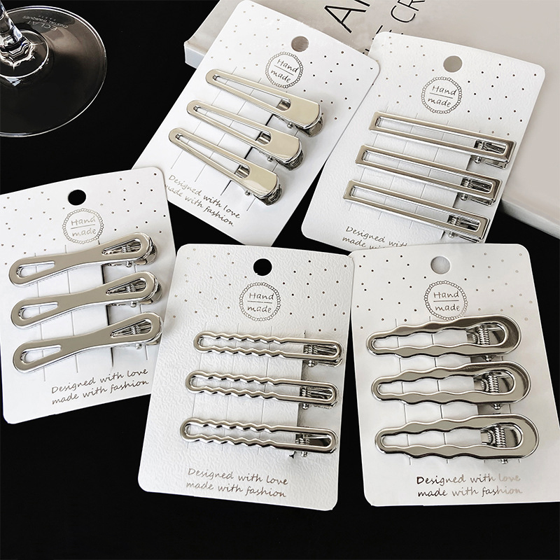 Juego de pinzas para el pelo huecas de Metal Y2K para mujer, Clip de pico de pato de temperamento Simple, accesorios para el cabello para viajes diarios, y dulce