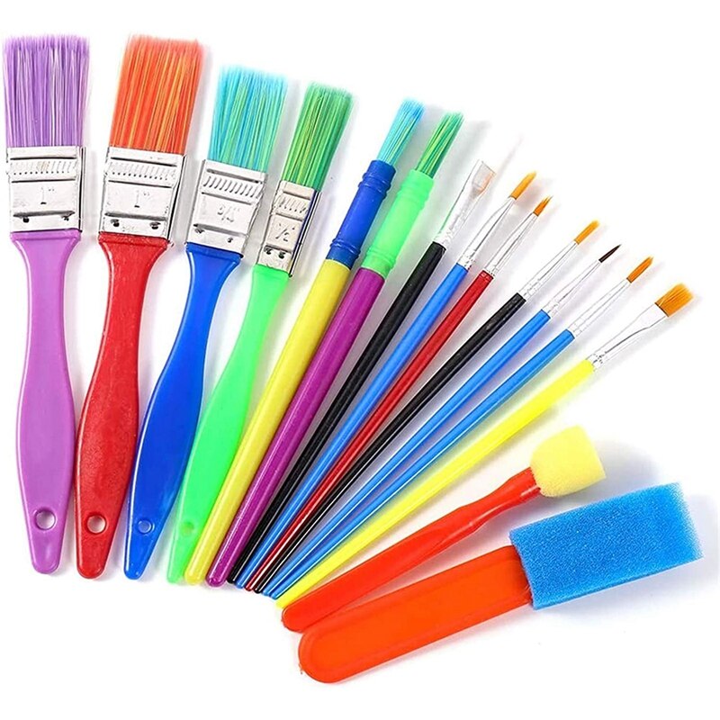 15 Stuks Kwast Set Kleurrijke Kunstenaar Schilderij Borstels Kinderen Diy Kwast Voor Aquarel Trekken Verf Schilderen Gereedschap: Default Title