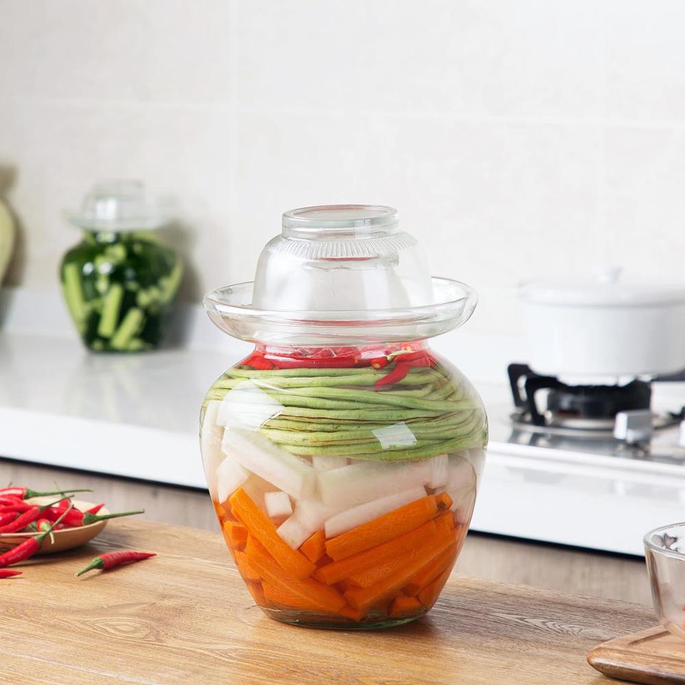 1pc japan korea gjennomsiktig glass kimchi krukke kjøkken fortykket syltet bokser husholdning syltet krukke syltetøy sylinder forseglede bokser
