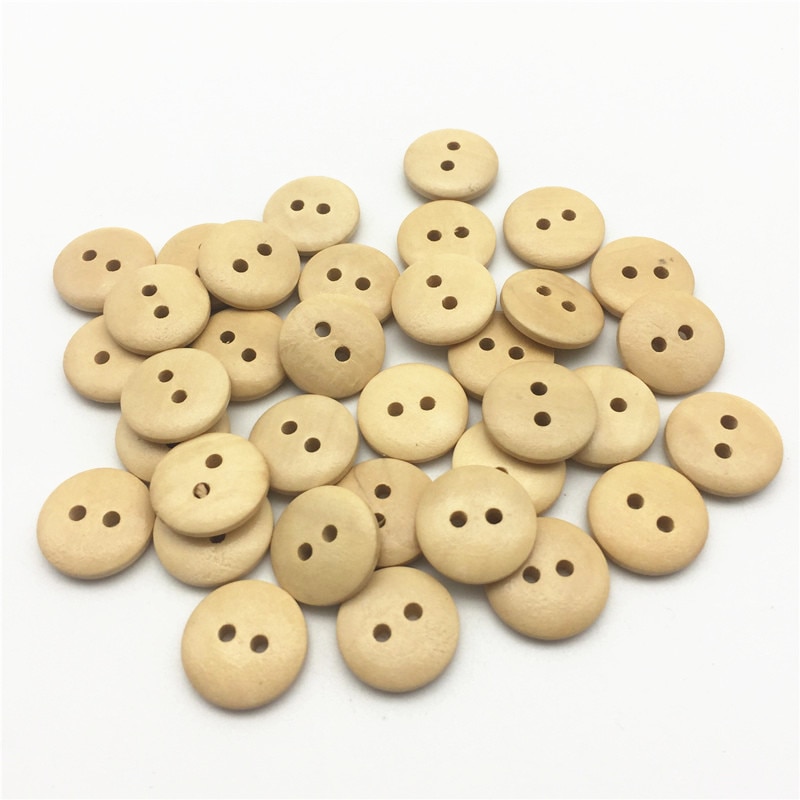 100 stuks ronde houten knopen 15mm natuurlijke 2 gaten naaiaccessoires overhemdknoop voor scrapbooking