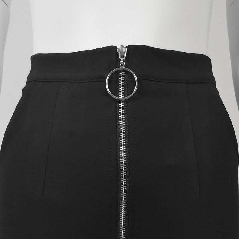 Flectit mujeres cremallera frontal Maxi falda lápiz con doble O-Ring bolsillo Bodycon faldas largas en negro Plus tamaño XXL *