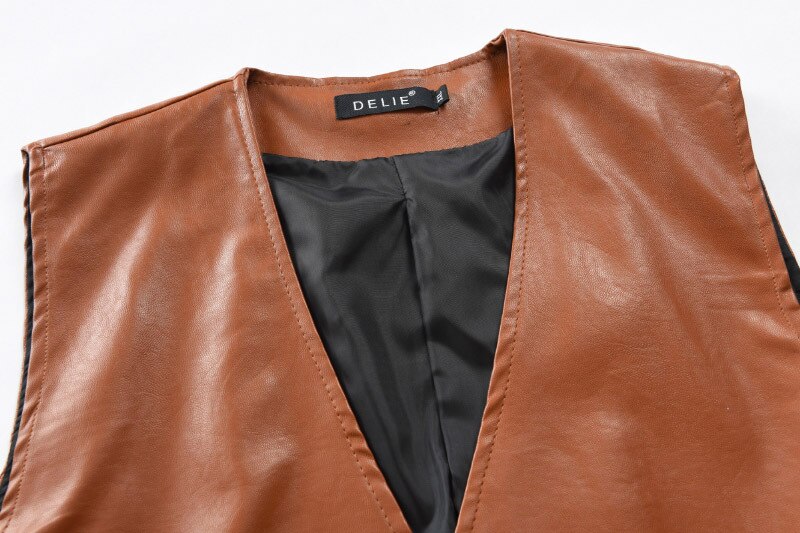 Chaleco de cuero de Color puro para hombre, chaqueta ajustada Simple, traje, MJ143,