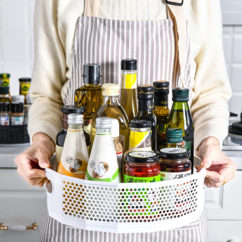 Kitchen Spice Rack 360 Degree Rotating Condiment Storage Large Capacity Versatile Plastic Multi-Functional Cosmetics Organizer