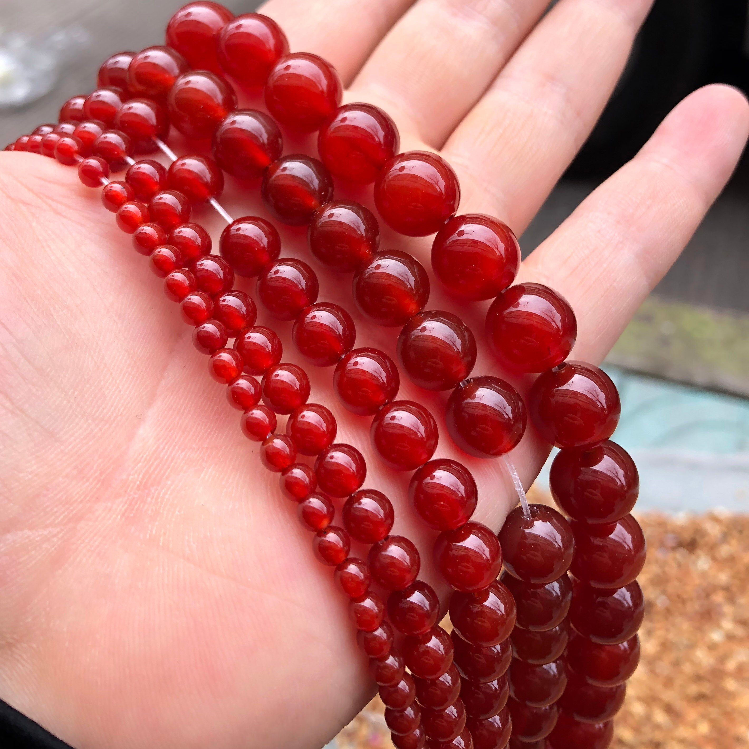 AAAAA Natural Stone Red Agates Carnelian Round Gem Loose Beads 15" Strand 4 6 8 10 12 14 16 MM Pick Size For Jewelry Making