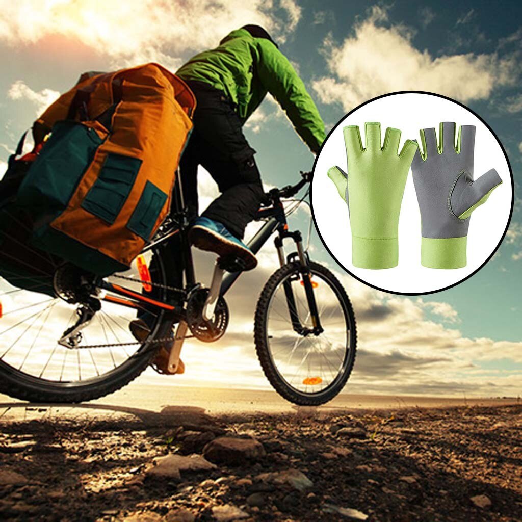 vélo demi doigt gants anti-dérapant choc pêche gants respirant UV Protection Sports de plein air gants vtt route gants