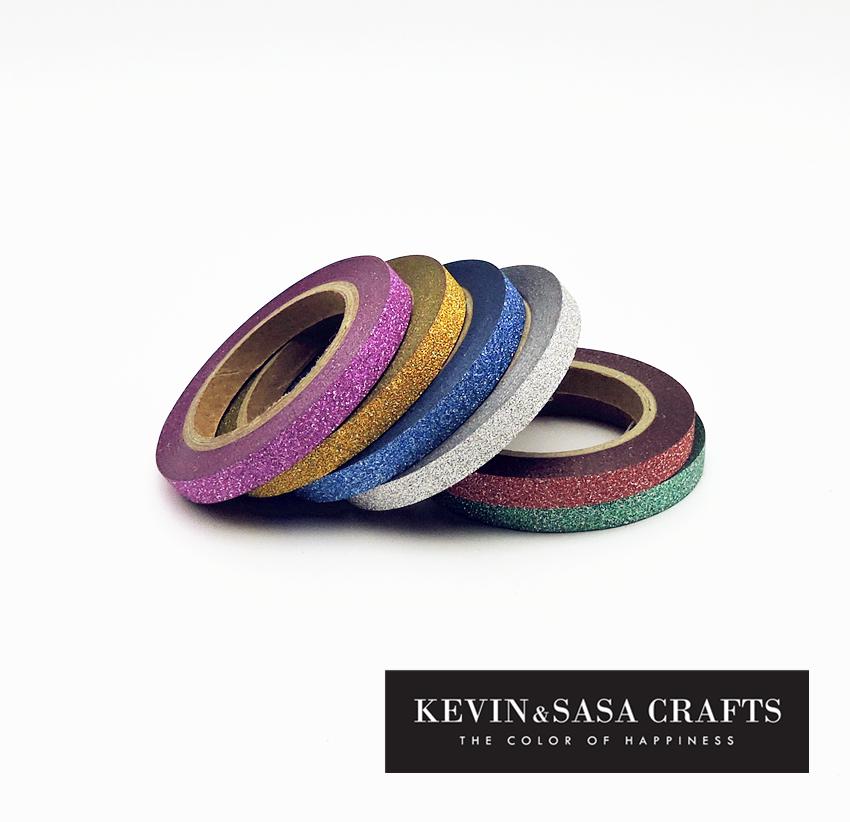 Cinta Washi de colores con brillos, papelería japonesa, 0,5x6,5 metros, libro de recortes de papel Kawaii, material escolar, cintas decorativas, máscara, 6 uds./venta: Default Title