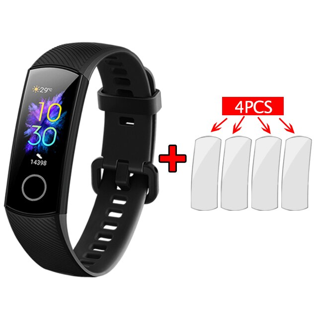 Original Huawei Honor Band 5 Smart Armband Oximeter Touchscreen Magische Farbe Schwimmen Erkennen Herz Rate Schlaf Nickerchen Ehre Band5: Black Add Films