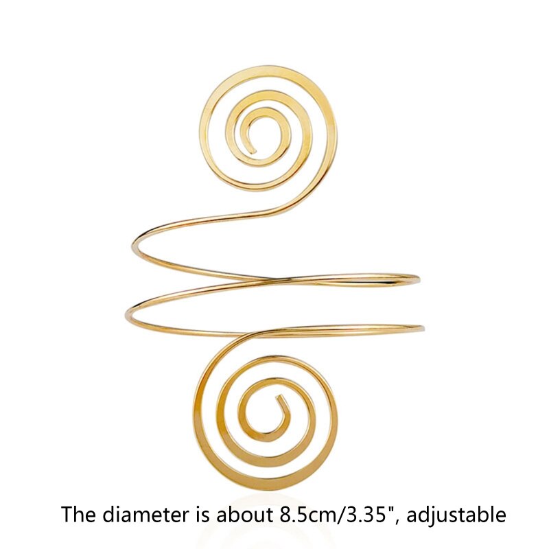 Alloy Spiral Armband Swirl Upper Arm Cuff Armlet Bangle Bracelet Egyptian Costume Accessory for Women Gold Silver Color