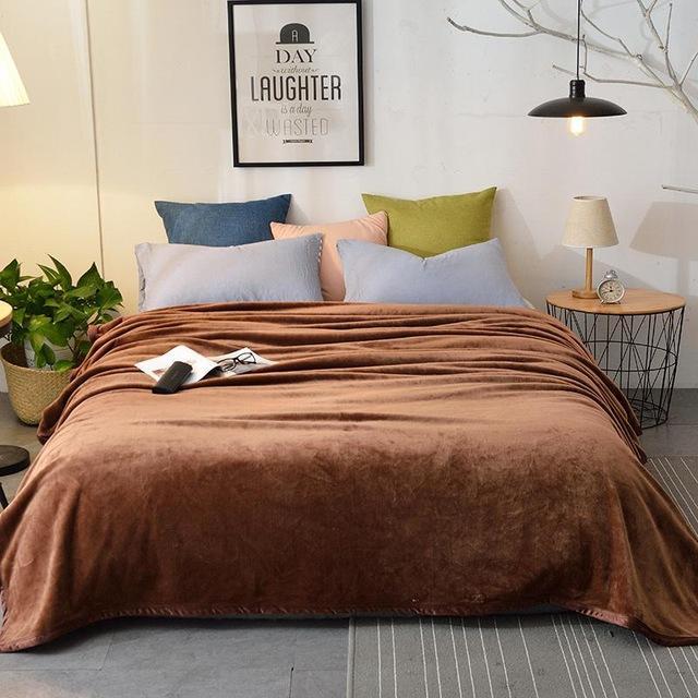 Pluche zachte vezel warme deken roze laken bedovertrek bankhoes tweepersoonsbed laken sprei deken bedset reisgezelschap: Kleur 2