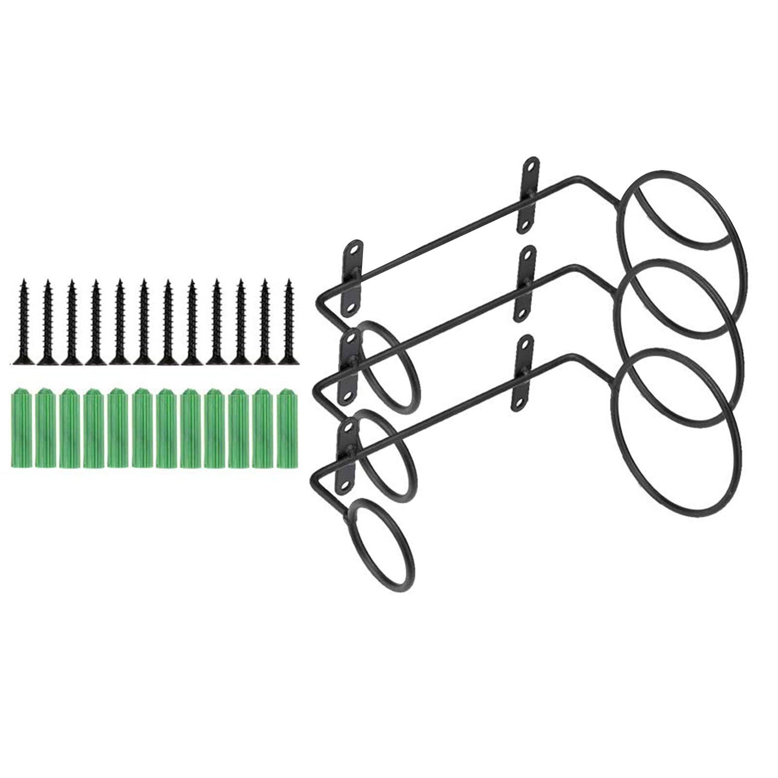 3Pcs Kitchen Storage Modern With Screws Wall Mounted Black Bracket Home Bar Organizer Display Shelf Wine Bottle Holder Simple: A