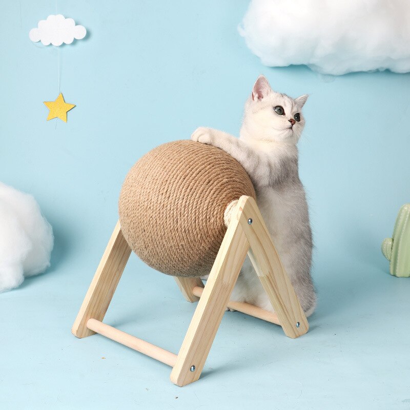 Cat Scratching Ball Toy Kitten Sisal Rope Ball Board Grinding Claw Wooden Frame Climbing Cat Scratcher Wear-Resistant Cat Toy: V type / L