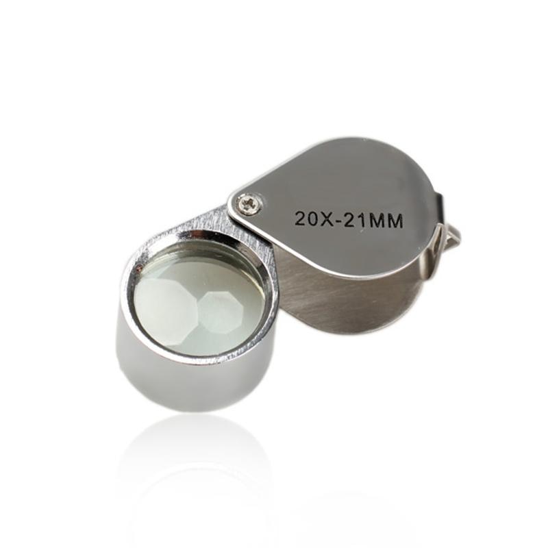 Mini Loupe 20X-21mm Loupe Loupe Triplet bijoutiers oeil avec lumière LED ultraviolette bijoux en verre diamant Loupe