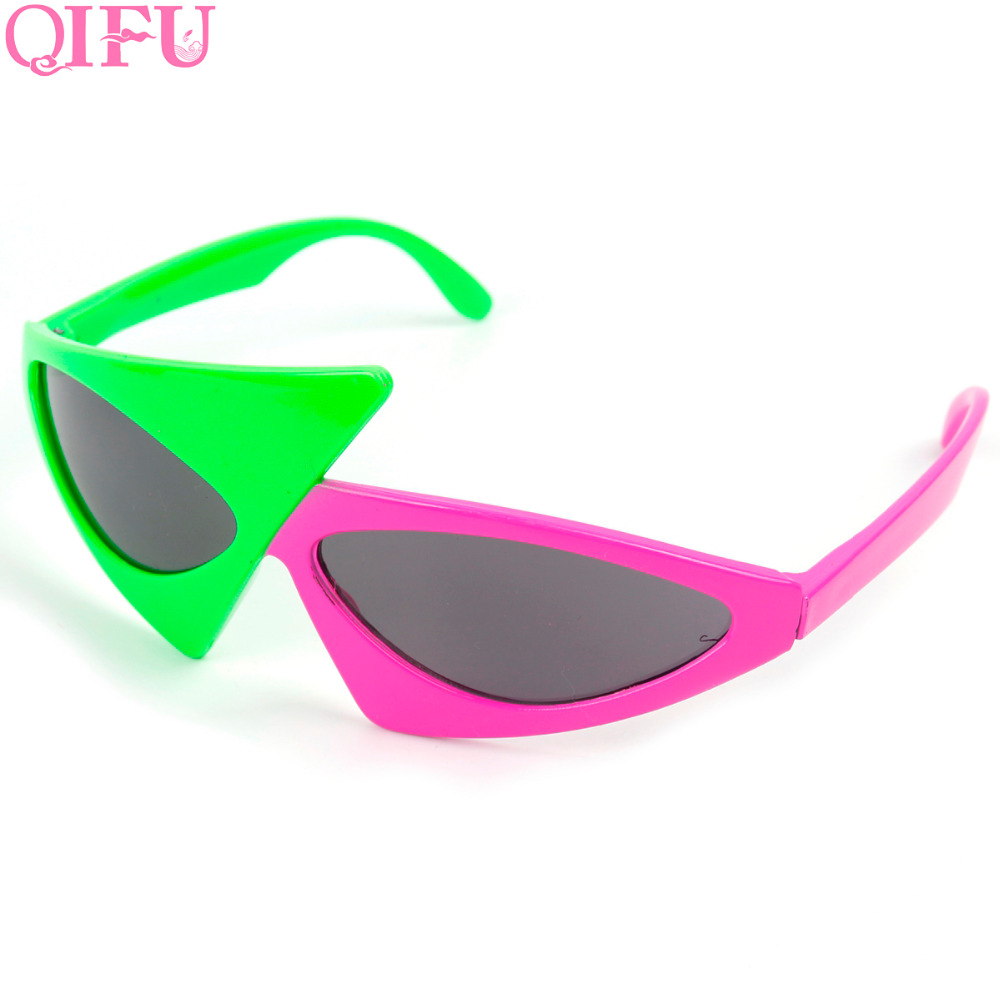 Roy Purdy Style Party Mask Birthday Party Hip-Hop Asymmetric Triangular Sunglasses Novelty Green Pink Contrast Color Glasses