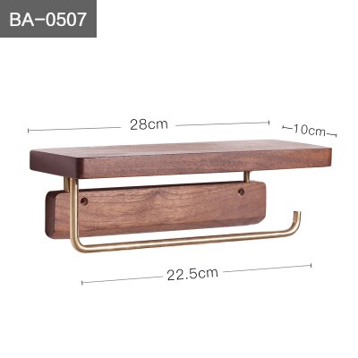 Messing Papier Rolhouder Toiletpapier Handdoek Houder Wc Massief Houten Retro Pastorale Stijl Toiletpapier Rack Papieren Handdoek Opslag: BA-0507
