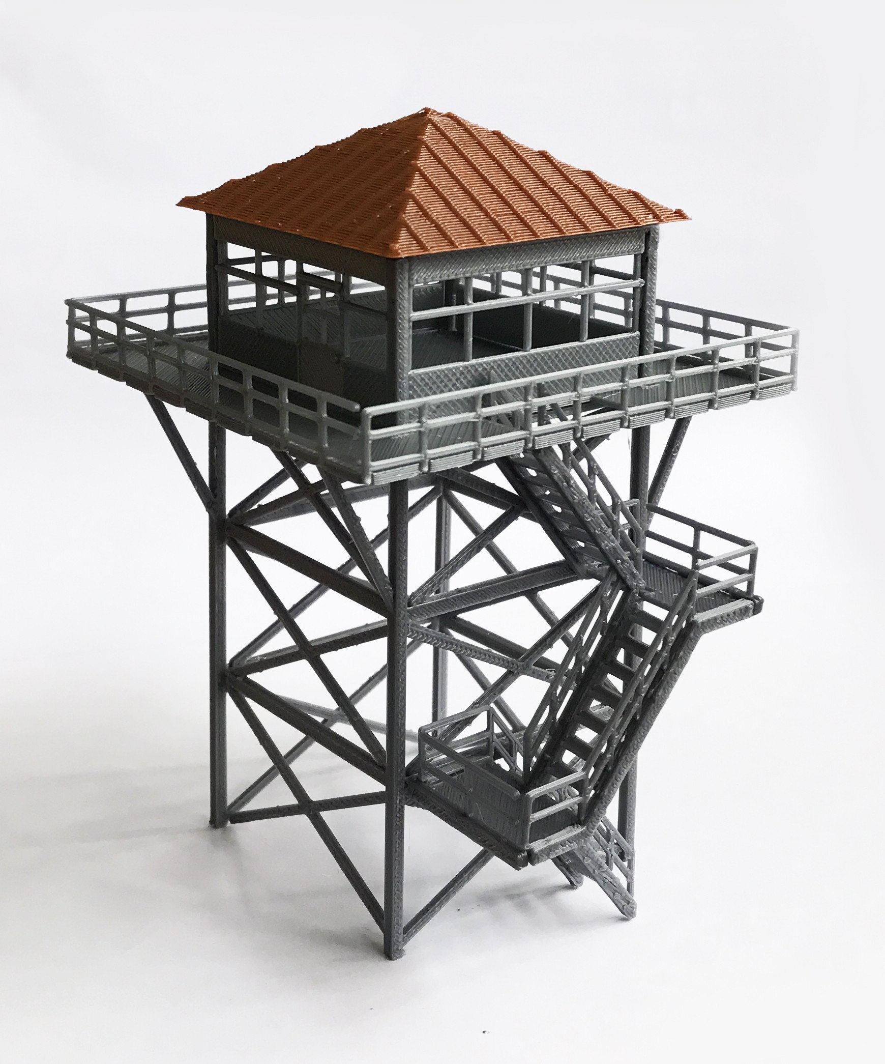 Outland Models Watchtower / Lookout Tower OO HO Scale Railway Scenery Miniature: Grey