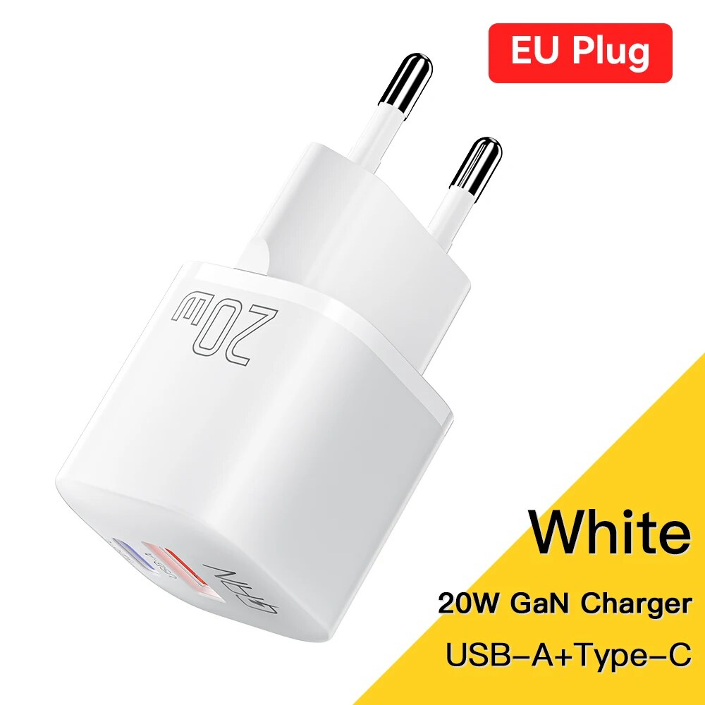 Essager 20W GaN USB tipo C cargador PD carga rápida teléfono QC 3,0 cargadores rápidos para iPhone 14 13 12 11 Pro Max Mini iPad carga: UE