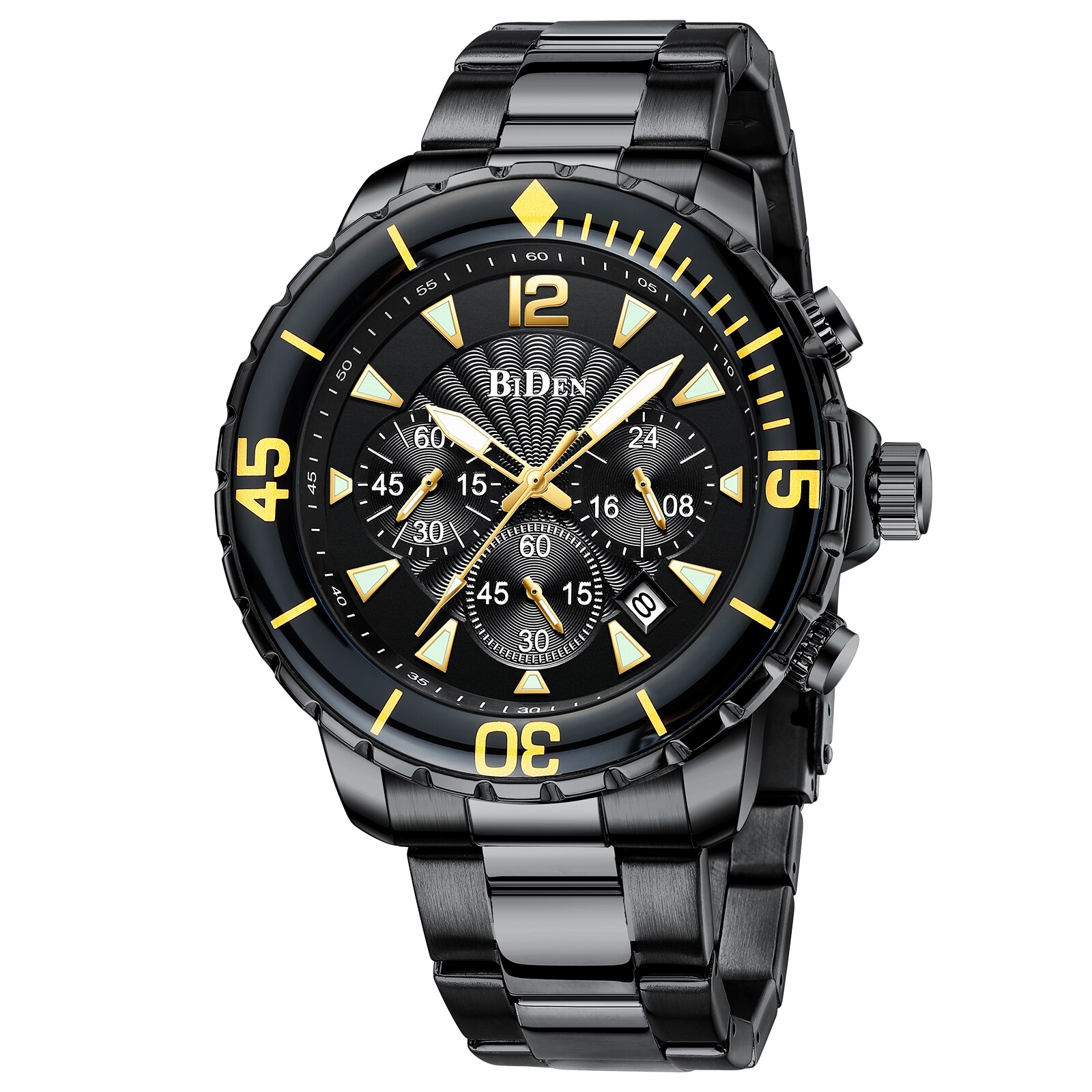 BIDEN-Reloj de pulsera de acero inoxidable para hombre, deportivo, resistente al agua, Masculino