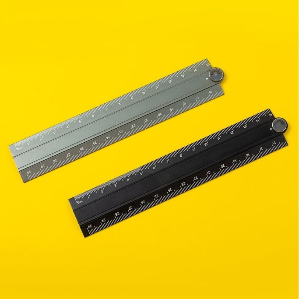 Regla plegable de estilo Simple, regla de papelería de Metal creativa de 15cm y 30cm, herramienta de medición de dibujo para estudiantes plegable de aleación de aluminio