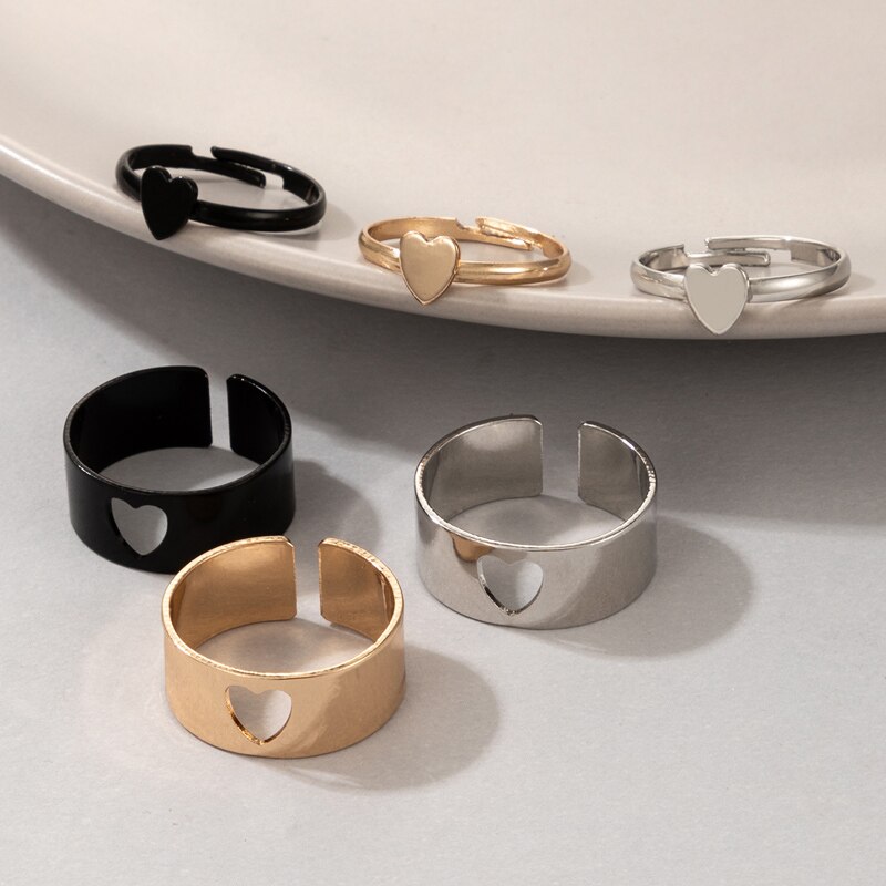Docona Böhmischen Sterne Mond Bunte Ringe für Frauen Männer Neue modisch Hohl Herz Schmetterling Liebhaber Paar Ring Hochzeit Schmuck
