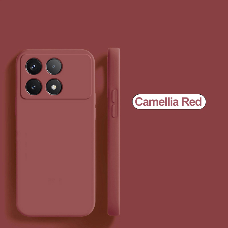 Coque souple en silicone liquide d'origine de luxe pour Xiaomi, couverture de téléphone, Poco X6 Pro, 5G: silicium / Rouge foncé