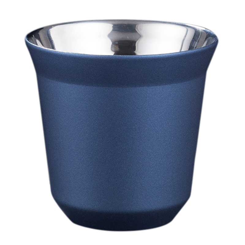 ! 80ml dubbelväggs isolering för espressokoppar i rostfritt stål för nespresso pixie kaffekoppar kapselformade kaffemuggar: Vinröd