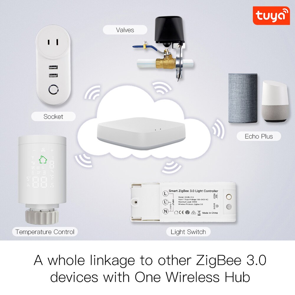 Tuya ZigBee3.0 Smart Radiator Actuator Thermostat Heater Temperature Controller Voice Control Works With Alexa Google Home