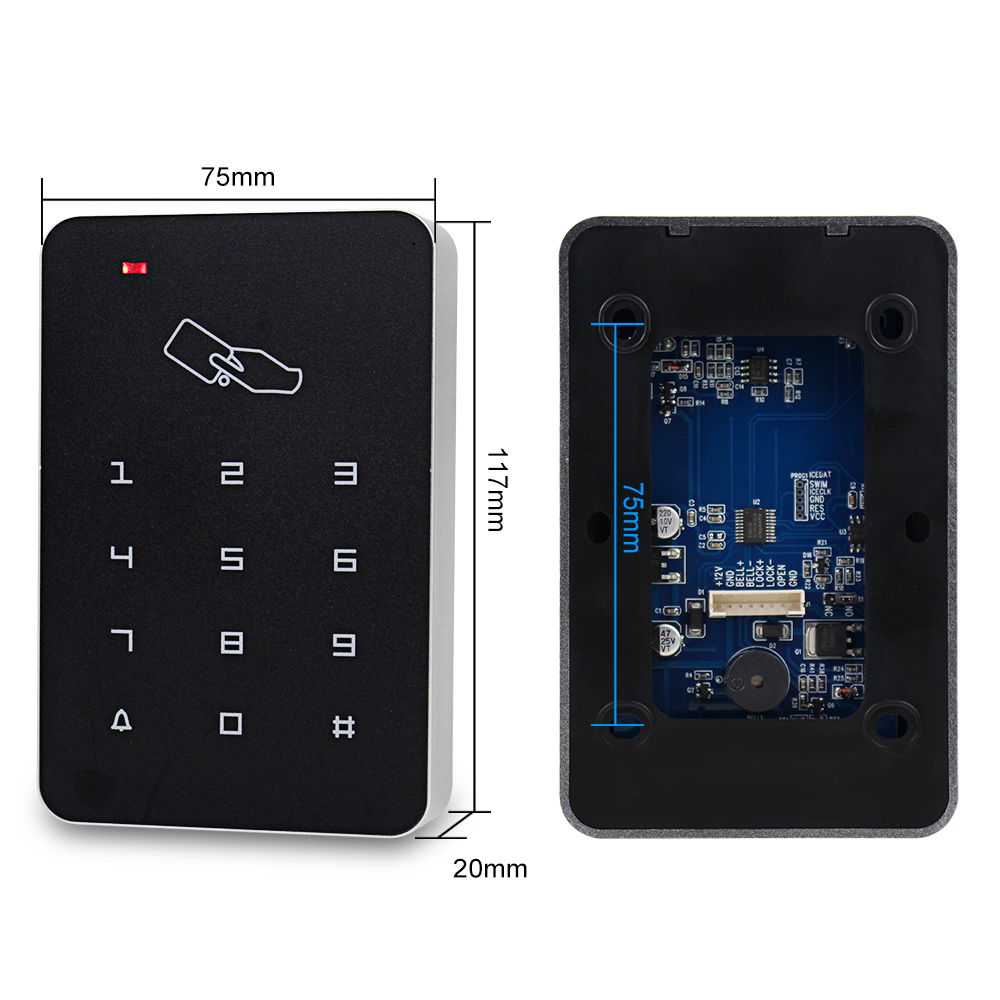 Upgraded RFID Access Control Keypad Waterproof Outdoor Cover 125KHz Card Reader 10pcs EM4100 Keyfobs for Door Lock System Kit