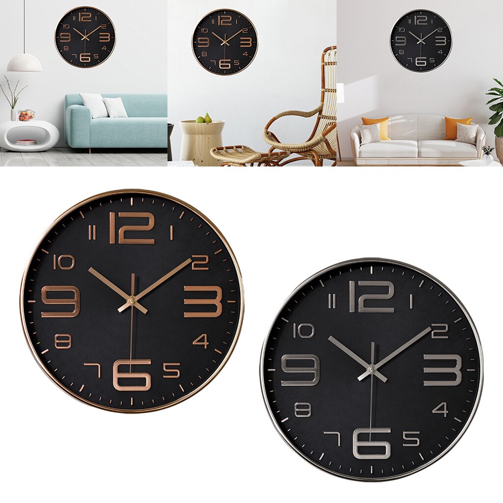 Industrial Large 3D Numbers Wall Clock Quartz Indoor Home Office Decor Easy to Read