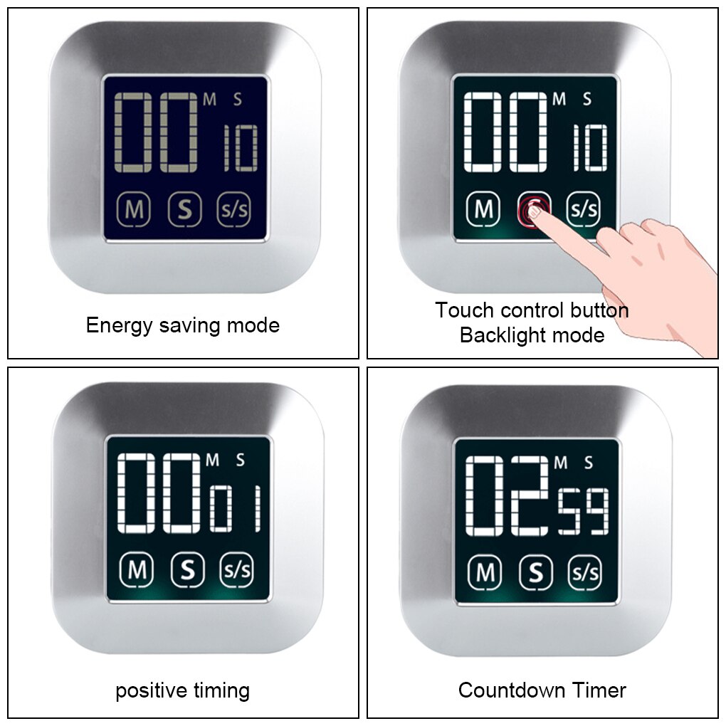 Cooking LCD Touch Screen Digital Timer Exercise Fitness Yoga Large Display Countdown Alarm 99 Minutes 59 Seconds Kitchen Gadget
