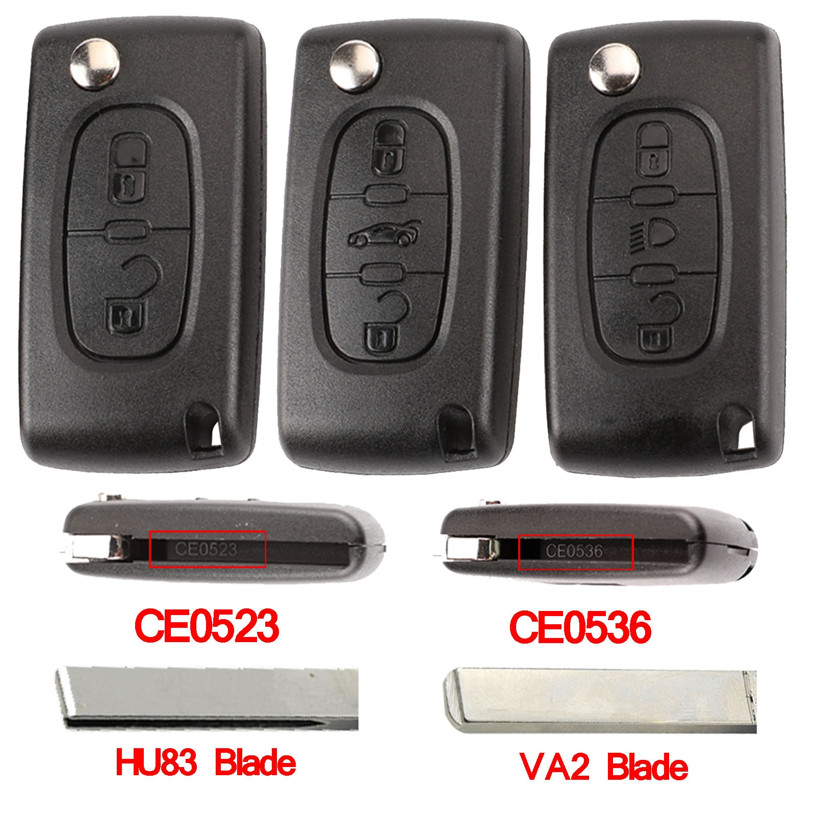 jingyuqin Flip Car Key Shell CE0536/CE0523 For Citroen C4 C5 C8 Xsara Picasso Berlingo Peugeot 307 607 807 Partner Lamp Trunk