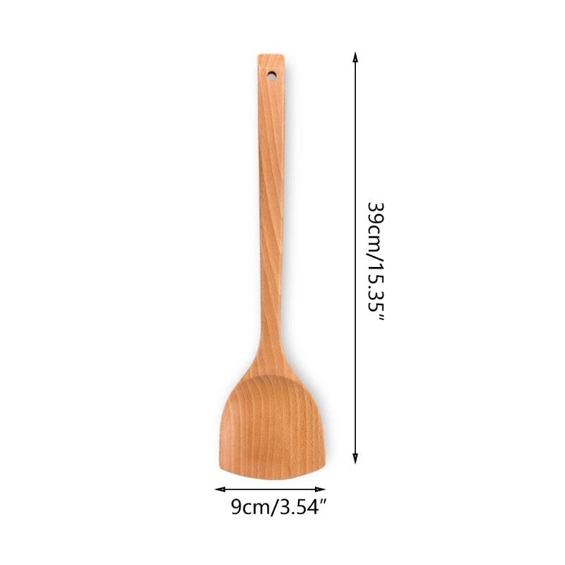 Utensilios de cocina de madera, juego de utensilios de cocina, cuchara de madera Natural, espátula, arroz, sopa, duraderos, sin costuras, antiadherente: 2