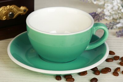 300ml bunte dicke körper neue Knochen China Cappuccino tassen und untertassen, keramik kaffee tasse untertasse: 6matt