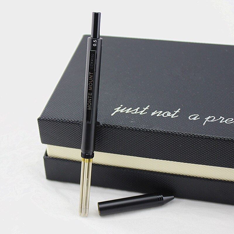 1pcs 4-in-1 Multicolor pen - student Metal Cased - Black , Blue , Red Ballpoint pen and 0.5mm pencil