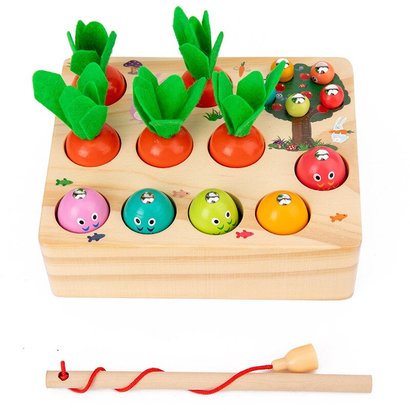 Montessori Puzzel Speelgoed 3D Cognitieve Aardbei Grijpen Vermogen Houten Speelgoed Vroege Educatief Puzzel Vangst Worm Game Baby Speelgoed: 2 in 1 WT311