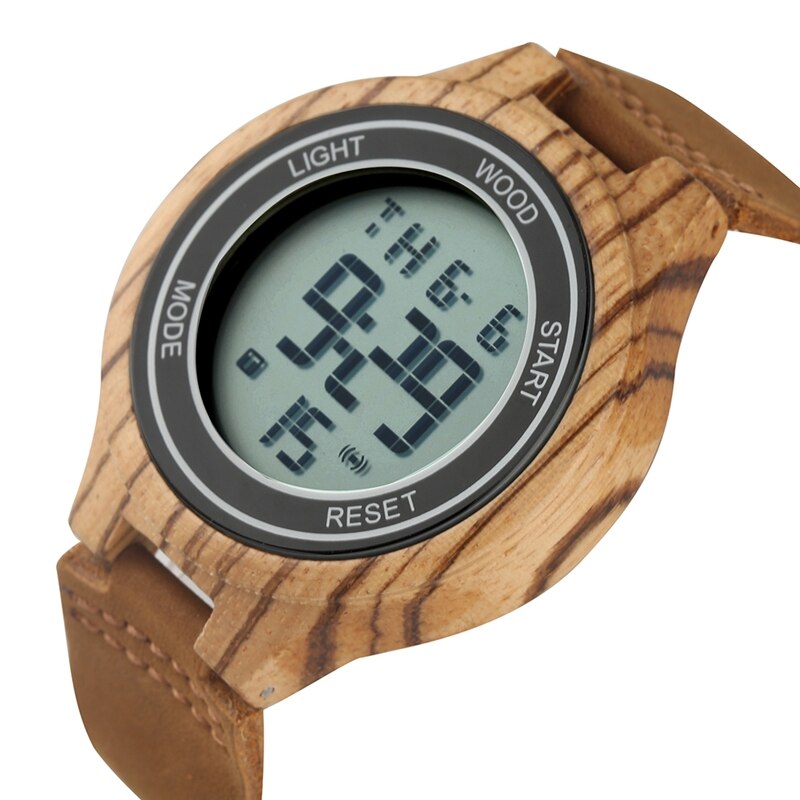 LED Display Watch Men's Luxury Brand Wood Watch Night Vision Digital Watches Men Handmade Wooden Men Clocks reloj hombre