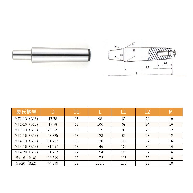 1Pc Morse Taper Boor Gereedschaphouder MT1 MT2 Schacht Boorkop B12 B16 B18 1-10 1-13 3-16Mm Voor Draaibank Frees Boorkop Staaf