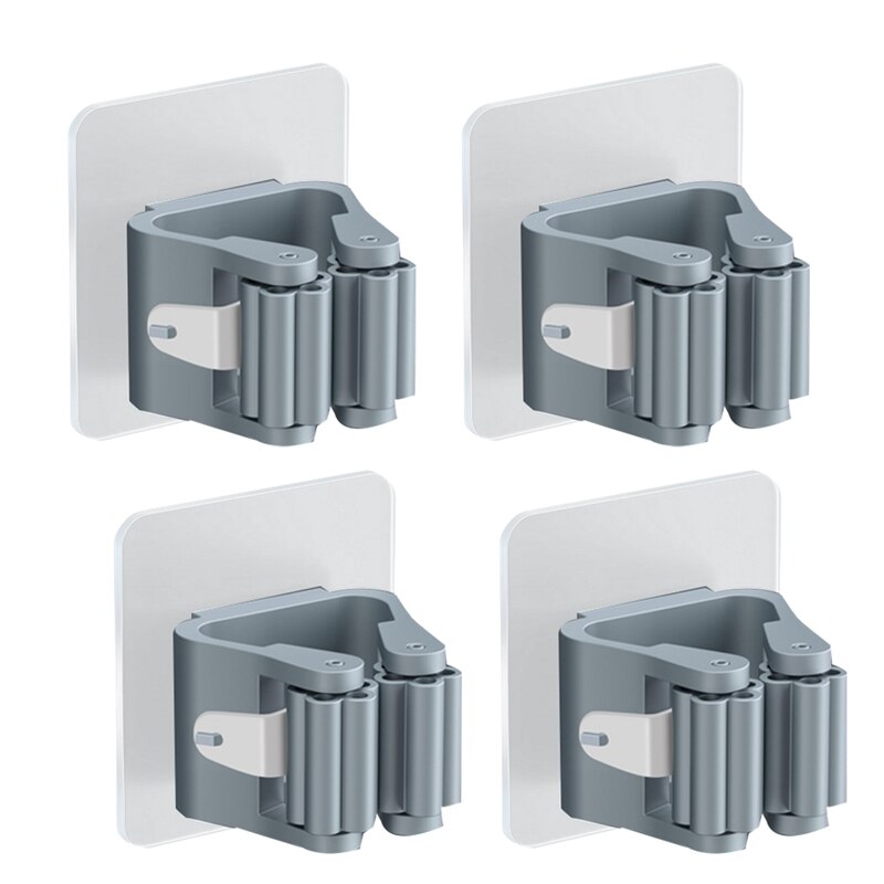 Hoge Huishouden Opbergrek Badkamer Zuig Pijp Haak Muur Gemonteerde Mop Opbergrek Borstel Bezem Rack: GRAY