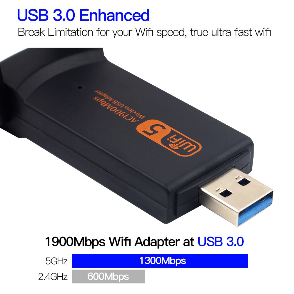 Adattatore USB Wifi doppio gruppo musicale 1900Mbps Dongle RTL8814 802.11ac Wi-Fi Senza Fili AC1900 USB 3.0 antenna per PC Del computer Portatile