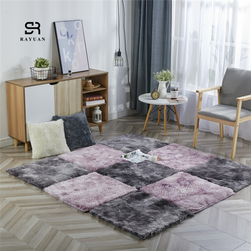 RAYUAN Abstufung Polyester Wildleder Plüsch zottelig Teppich DIY Puzzle matt Warme Weiche Bereich Teppich Anti Unterhose freundlicher Baby Spielen Matten playmat