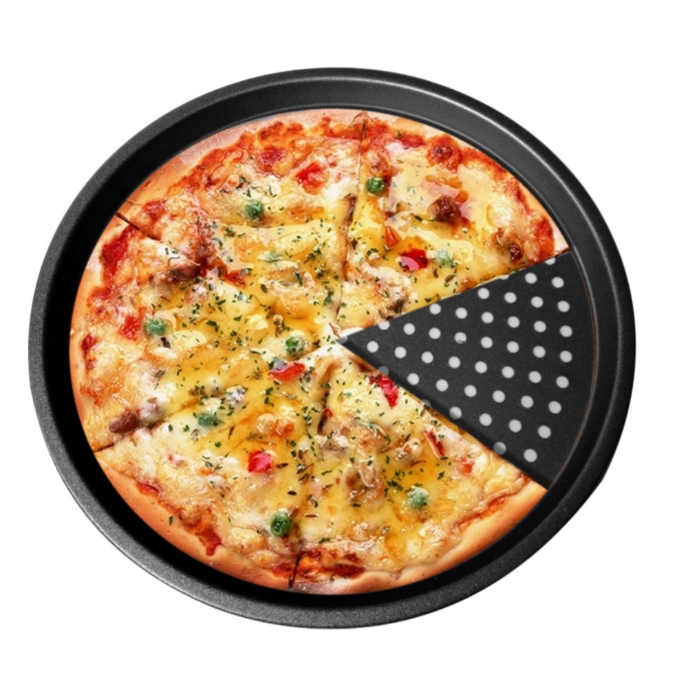 Carbon Staal Anti-aanbak Pizza Bakken Pan Tray 32Cm Pizza Plaat Gerechten Houder Bakvormen Thuis Keuken Bakken Tools Accessoires Zwart