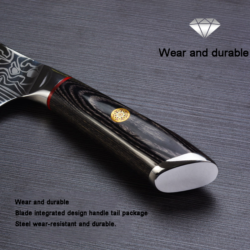 Kitchen Knife 8 Inch Japanese Chef Knives 7CR17 High Carbon Stainless Steel Meat Cleaver Slicer Santoku Knife