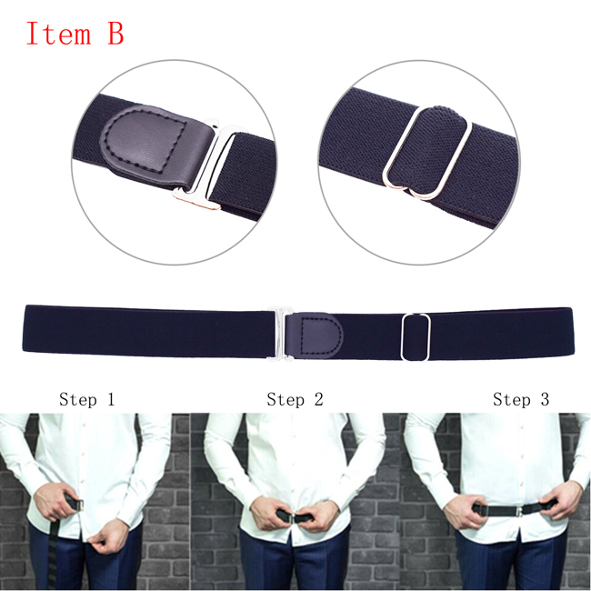 Porte-jarretelles pour homme, élastique, universel, réglable, pinces de verrouillage: Black B
