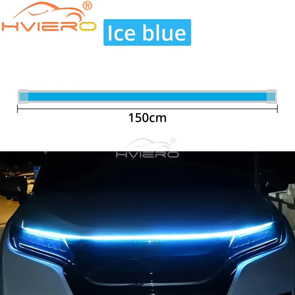 Bil led-lys bar 59in 12v motorhjelm lamper start scanning universel fleksibel auto dekorativ atmosfærisk dynamisk pære tilbehør