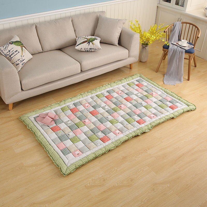 Household Living Room Carpet Thick Soft Functional Tatami Non-slip Kid Crwel Mat Simple Modern Cotton Water-absorption Rugs: 70x150cm / 1