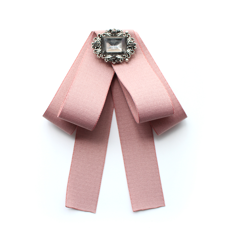 Corbata de lazo de cristal para mujer, corbatas de tela de estilo británico, Retro, arte de tela, Tops, blusa, camisa, accesorios, novedad: 3