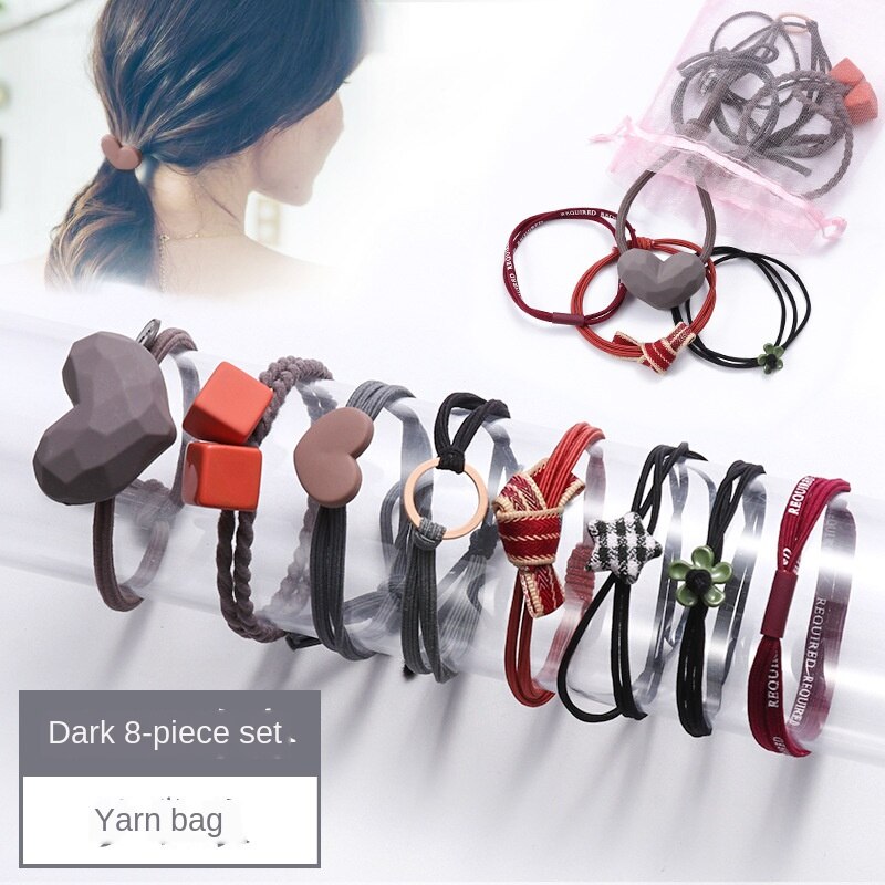 9 Uds bebé las vendas de Nylon niños elástico bandas para el pelo de los niños pelo cuerdas accesorios de bebé Princesa Madre de los niños y los niños: 8  pcs deep